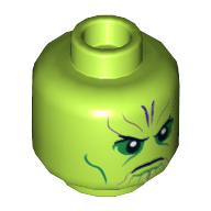 Деталь LEGO Minifig Head The Skrull Green Eyes, Angry Stern Frown, Лайм
