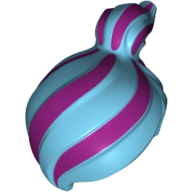 Деталь LEGO Minifig Hair Ponytail Off-center with Magenta Stripes Print, Средне-лазурный
