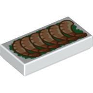 Набор LEGO Tile 1 x 2 with Shrimp print, Белый