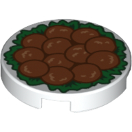 Набор LEGO Tile Round 2 x 2 with Chinese (Meat) Balls print, Белый
