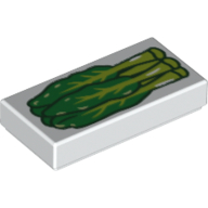 Набор LEGO Tile 1 x 2 with Green Vegetables print, Белый