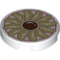 Набор LEGO Tile Round 2 x 2 with Spring Roll print, Белый