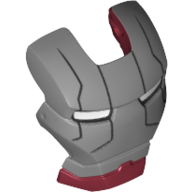 Деталь LEGO Headwear Accessory Visor Top Hinge with Light Bluish Grey Face Shield and White Eyes Print (Iron Man), Темно-красный