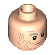 Деталь LEGO Minifig Head Light Bluish Grey Eyebrows, Stubble Beard, Frown, Светлый телесный