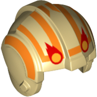 Деталь LEGO Minifig Helmet Rebel Pilot with Red/Yellow Meteors, Orange Stripes/Lines, Песочный