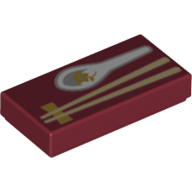 Набор LEGO Tile 1 x 2 with Chopsticks, Spoon print, Темно-красный