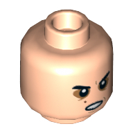 Minifig Head Angry, Teeth, Bags Around Eyes
