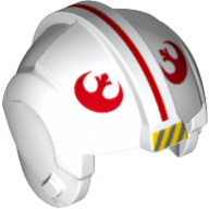 Деталь LEGO Minifig Helmet - SW Rebel Pilot with Red Line, Red Rebel Symbols, Белый