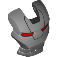 Деталь LEGO Headwear Accessory Visor Top Hinge with Red Eyes Print (Iron Man), Черный