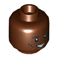 Деталь LEGO Minifig Head Cheek Lines, Open Mouth Smile/Grin, Красно-коричневый