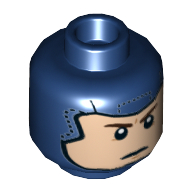 Деталь LEGO Minifig head Blue <ask, Stern, Dark Brown Eyebrows (Captain America), Темно-синий