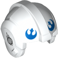 Деталь LEGO Minifig Helmet Rebel Pilot with Blue Rebels Symbol print, Белый
