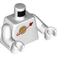 Деталь LEGO Torso Classic Space Logo (2019) Print, White Arms and Hands, Белый