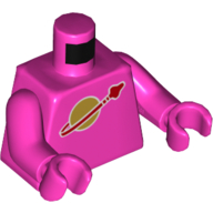 Деталь LEGO Torso Classic Space Logo Print (2019 Version), Dark Pink Arms and Hands, Темно-розовый