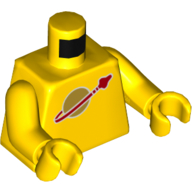 Деталь LEGO Torso with Classic Space Logo Print (New Version), Yellow Arms and Hands, Желтый