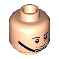 Деталь LEGO Minifig Head Dark Brown Eyebrows, Black Chin Strap, Светлый телесный