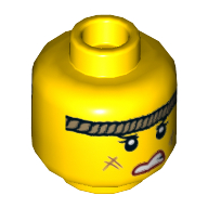 Деталь LEGO Minifig Head Female Scars, Robe Headband, Crooked Grin, Teeth, Желтый