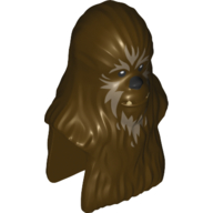 Деталь LEGO Minifig Head Special, Wookiee with Dark Tan Strokes in Fur, Темно-коричневый