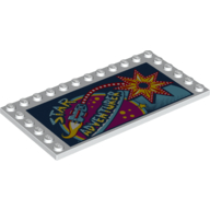 Набор LEGO Tile Special 6 x 12 with Studs on Edges with Carnival "Star Adventures" print, Белый