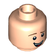 Деталь LEGO Minifig Head Raised Eyebrow, Big Smile, Open Mouth, Teeth, Светлый телесный