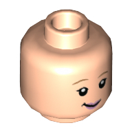 Minifig Head Raised Eyebrow, Smile, Peach Lips