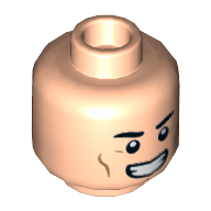 Деталь LEGO Minifig Head Thick Black Eyebrows, Open Grin, Teeth, Cheeklines, Светлый телесный