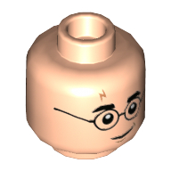 Деталь LEGO Minifig Head Thin Black Glasses, Smirk, Lightning Scar (Harry Potter), Светлый телесный