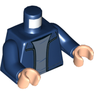 Деталь LEGO Torso Sweater with Zipper and Medium Blue Shirt Print (Harry Potter), Dark Blue Arms, Light Flesh Hands, Темно-синий