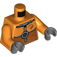 Деталь LEGO Torso Space Suit, with Dark Bluish Gray Panels Print, Orange Arms, Dark Bluish Gray Hands, Оранжевый
