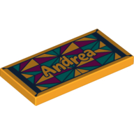 Набор LEGO Tile 2 x 4 with "Andrea" on Mosaic print, Bright Light Orange