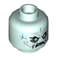 Деталь LEGO Minifig Head Medium Blue Eyes, Sand Blue Scars, Angry, Teeth, Светлый морской волны