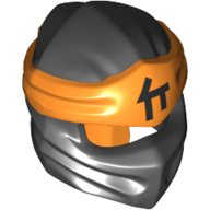 Деталь LEGO Minifig Ninjago Wrap Type 3 with Orange Band with Black Asian Symbol print, Черный