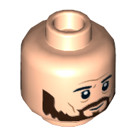 Деталь LEGO Minifig Head Reddish Brown Beard, Светлый телесный
