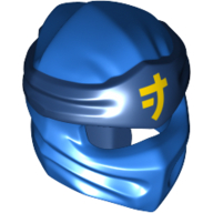 Деталь LEGO Minifig Ninjago Wrap Type 3 with Dark Blue Band with Yellow Asian Symbol print, Голубой