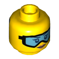 Деталь LEGO Minifig Head Female Blue Visor, Peach Lips, Желтый