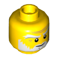 Деталь LEGO Minifig Head White Eyebrows, Beard, Angry Smile, Желтый