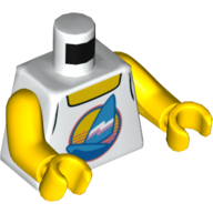 Деталь LEGO Torso Tank Top with Medium Blue Windsurf / Surfboard Print, Yellow Arms and Hands, Белый