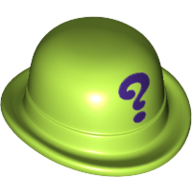 Деталь LEGO Minifig Bowler Hat with Purple Question Mark "?" print, Лайм