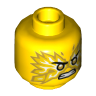 Деталь LEGO Minifig Head Pearl Gold Eyes, White/Gold Flames, Желтый