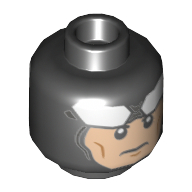 Деталь LEGO Minifig Head Stern Look, Big White Eyes (Batman), Черный