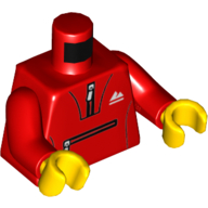 Деталь LEGO Torso Tracksuit Jacket, Zipper across Belly, Pocket Print, Red Arms, Yellow Hands, Красный