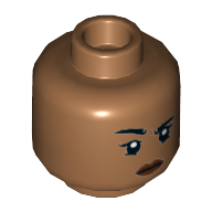 Деталь LEGO Minifig Head Female, Raised Black Eyebrow, Peach Lips, Средне-темный телесный