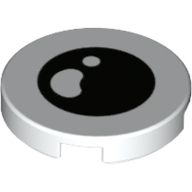 Деталь LEGO Tile Round 2 x 2 with Black Pupil, White Glare print, Белый