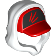 Деталь LEGO Minifig Hood over Cap Red, Black Front with Claw-like Scratches Print, Белый