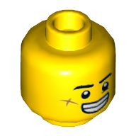 Деталь LEGO Minifig Head Scar, Mean Smile, Teeth, Желтый