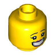 Деталь LEGO Minifig Head Open Mouth Smile, Teeth, Pink Lips, Желтый