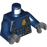 Деталь LEGO Torso Police Uniform, Dark Bluish Gray Straps/Harness, Badges, Belt Print Dark Blue Arms, Dark Bluish Gray Hands, Темно-синий