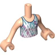 Деталь LEGO Minidoll Torso Girl with Reflective Lavender/Dark Turquoise Gymnastic Suit, Stars, Светлый телесный