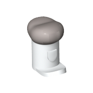 Деталь LEGO Minifigure Hat with Pin Attachment, Tall Hat with Small Brim and Silver Top, Белый