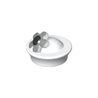 Деталь LEGO Minifigure Hat with Pin Attachment, Pillbox Hat with Silver and Black Flower, Белый